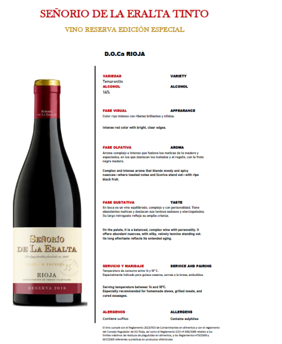 Señorío de la Eralta Tinto Reserva Rioja 14º
