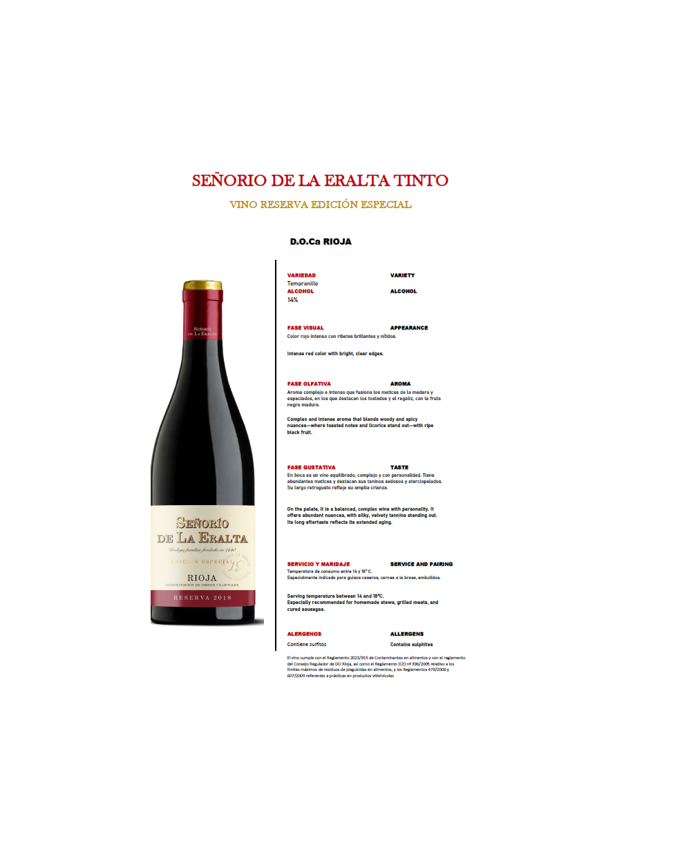Señorío de la Eralta Tinto Reserva Rioja 14º