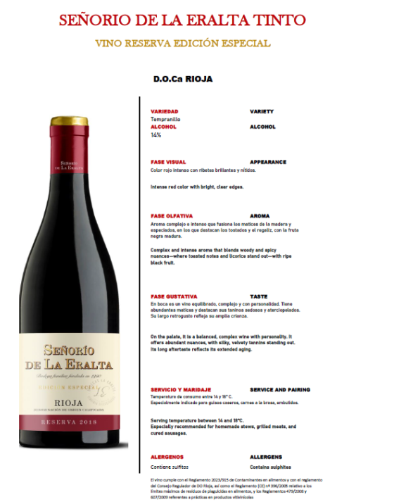 Señorío de la Eralta Tinto Reserva Rioja 14º