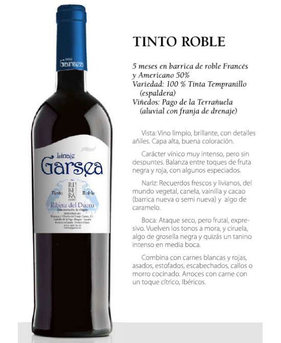 Linaje Garsea Tinto Roble Ribera del Duero