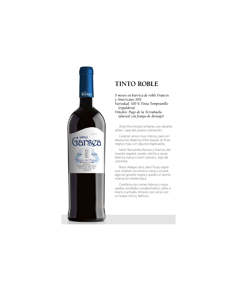 Linaje Garsea Tinto Roble Ribera del Duero