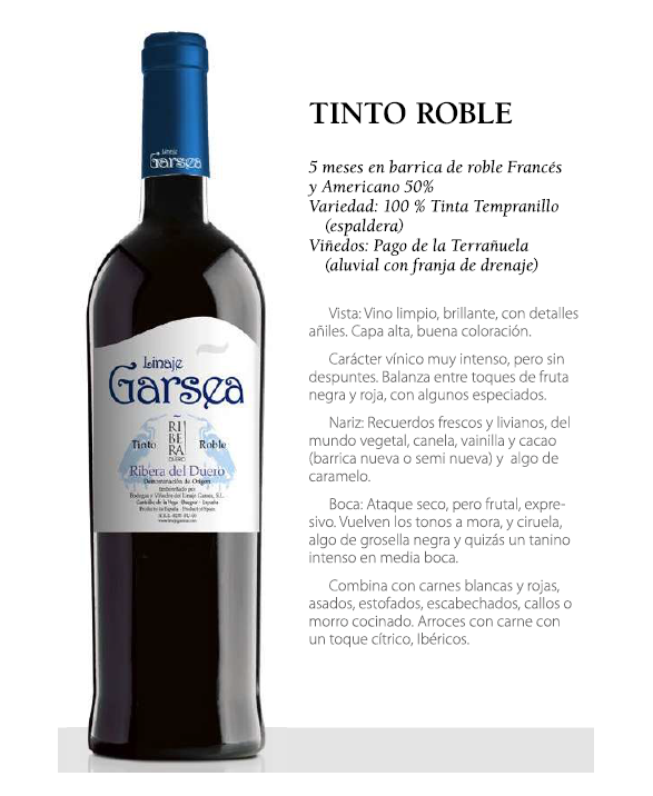 Linaje Garsea Tinto Roble Ribera del Duero